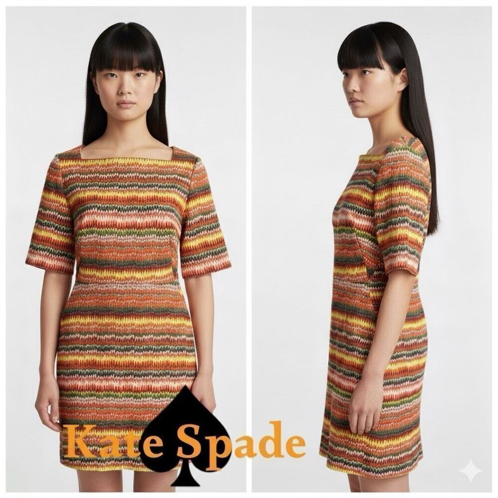 Kate Spade Saturday Shift Dress Women's Size 4 3/4 Sleeves Multicolored Dress